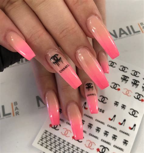 pink nails with chanel symbol|chanel nail design ideas.